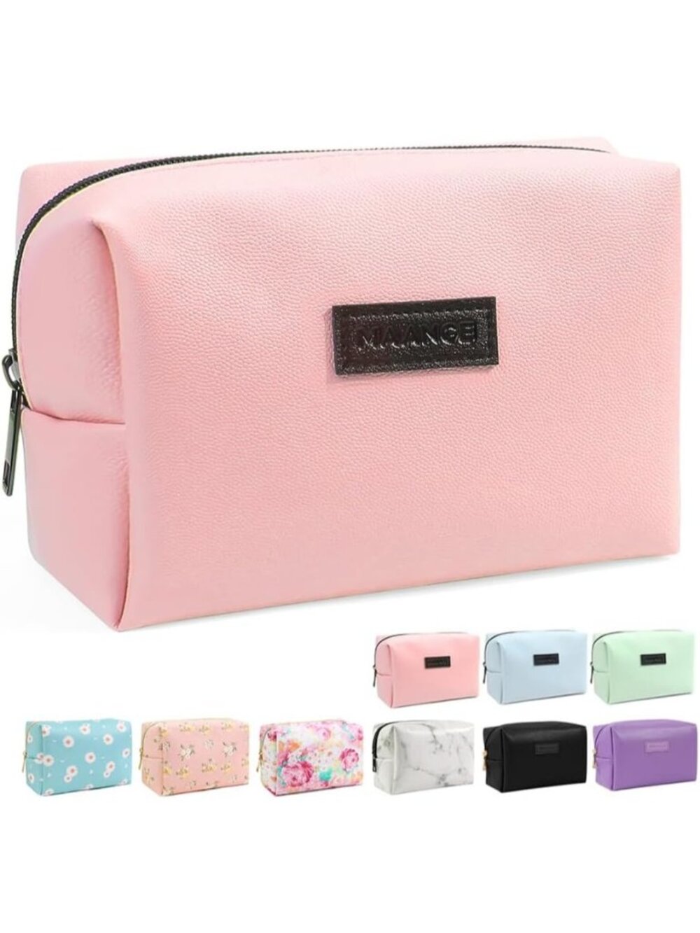 New Small PU Leather Makeup Bag for Women, Portable Travel Cosmetic Zipper Pouch